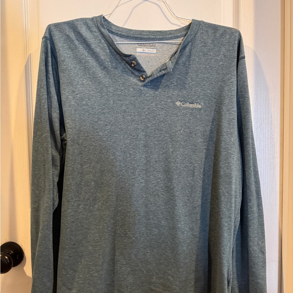 Columbia Blue Long Sleeve Henley Shirt